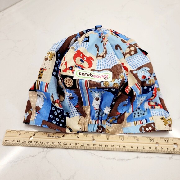 Doctor Nurse Dog Print Stripe REVERSIBLE Scrub Cap Bouffant Medical Surgery Hat - Picture 12 of 15
